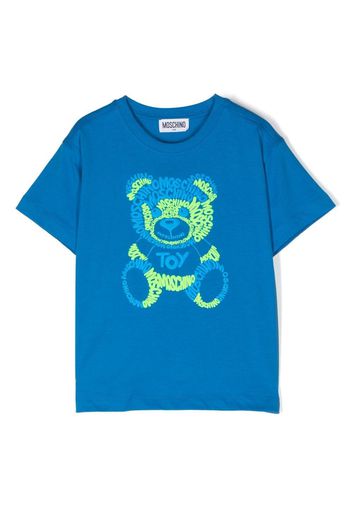 Moschino Kids logo teddy bear-print T-shirt - Blu