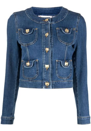 Moschino Toy-bear shaped button denim jacket - Blu