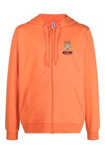 Moschino logo-print zipped hoodie - Arancione