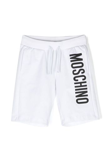 Moschino Kids logo-print track shorts - Bianco