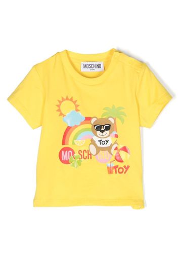 Moschino Kids Teddy Bear sunny print T-shirt - Giallo