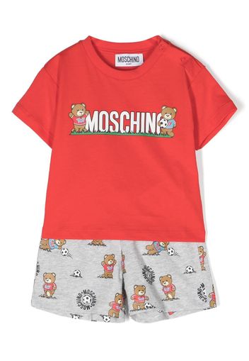 Moschino Kids Teddy Bear-print short set - Rosso