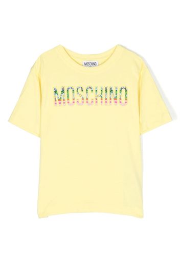 Moschino Kids logo-patch T-shirt - Giallo