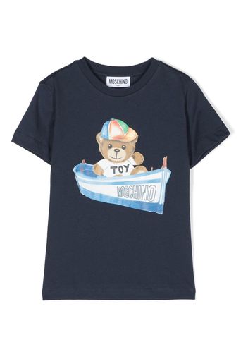 Moschino Kids Teddy Bear boat print T-shirt - Blu