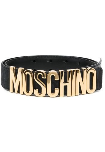 Moschino logo-buckle leather belt - Nero