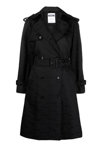 Moschino logo-print belted trench coat - Nero