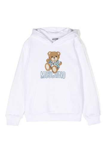 Moschino Kids teddy-print logo hoodie - Bianco