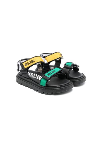 Moschino Kids logo-print touch-strap sandals - Nero