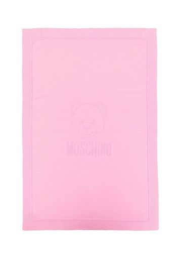 Moschino Kids Toy Bear detail knit blanket - Rosa