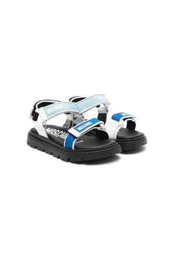 Moschino Kids logo-print touch-strap sandals - Blu
