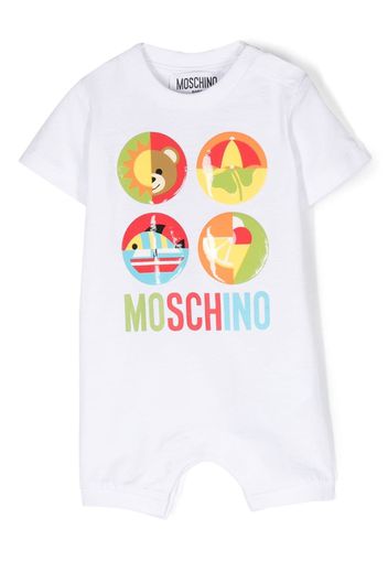 Moschino Kids logo-print cotton romper - Bianco