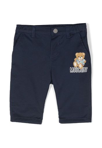 Moschino Kids logo-print detail chinos - Blu