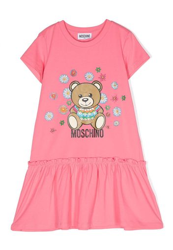 Moschino Kids teddy-print smock dress - Rosa