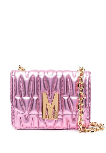 Moschino debossed-logo leather shoulder bag - Rosa