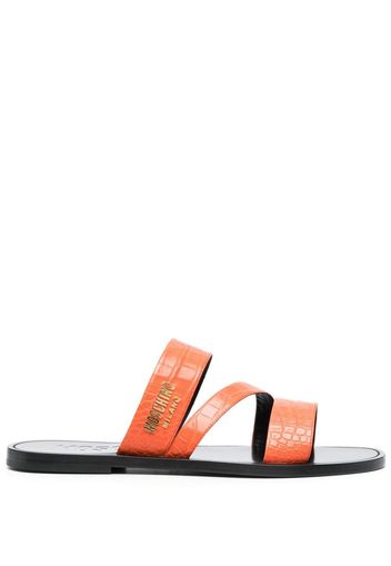 Moschino crocodile crossover strap sandals - Arancione