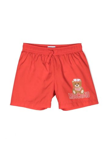 Moschino Kids sailor-teddy swim shorts - Rosso