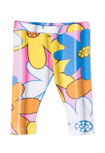 Moschino Kids flower-power printed leggings - Bianco