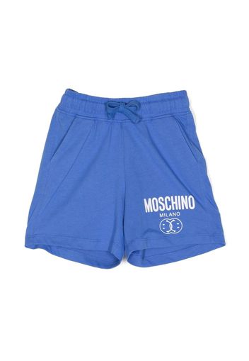 Moschino Kids logo-print elastic-waist shorts - Blu