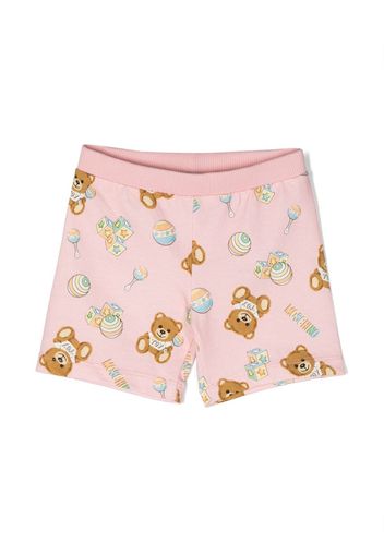 Moschino Kids all-over teddy bear print shorts - Rosa