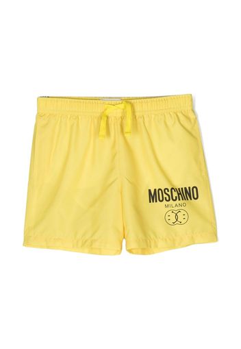 Moschino Kids Smiley logo-print swim shorts - Giallo