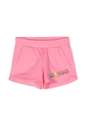 Moschino Kids logo-print stretch-cotton shorts - Rosa