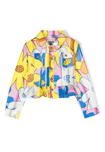 Moschino Kids floral-print denim jacket - Rosa