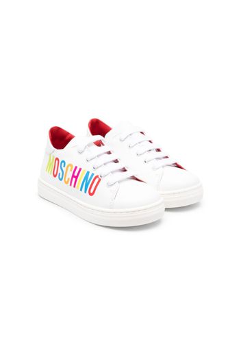 Moschino Kids logo-print leather sneakers - Bianco