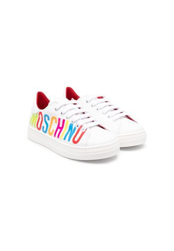 Moschino Kids logo-print leather sneakers - Bianco