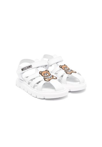 Moschino Kids Teddy bear touch-strap leather sandals - Bianco