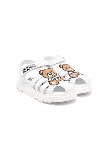 Moschino Kids Teddy bear leather caged sandals - Bianco