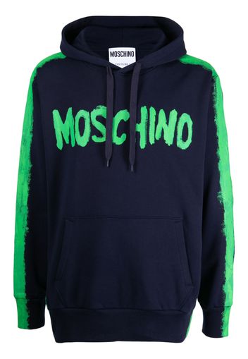 Moschino logo-print pullover hoodie - Blu