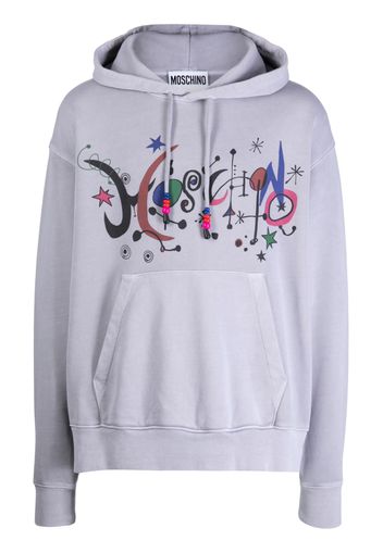 Moschino logo-print cotton hoodie - Grigio