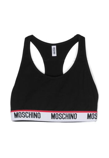 Moschino Reggiseno sportivo con banda logo - Nero