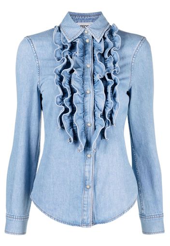 Moschino Camicia denim con ruches - Blu