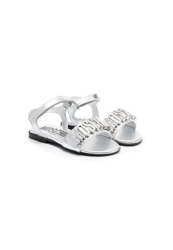 Moschino Kids logo flat sandals - Argento