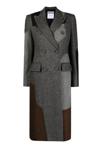 Moschino patchwork-design wool coat - Grigio