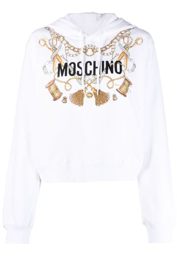 Moschino logo-print organic cotton hoodie - Bianco