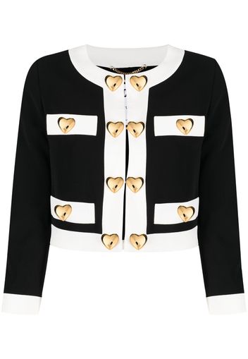 Moschino heart-appliqué cropped jacket - Nero