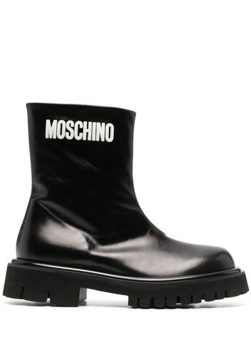 Moschino Stivali con cuoio goffrato - Nero