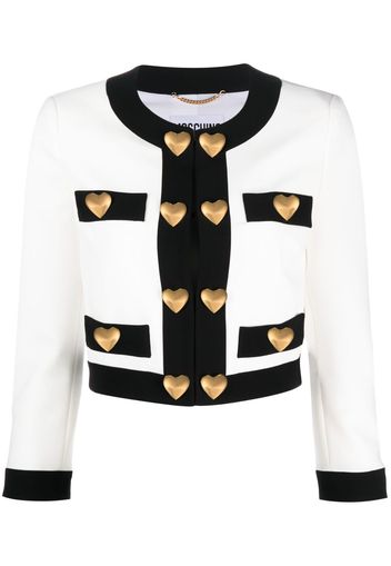 Moschino heart-embellished cropped jacket - Bianco