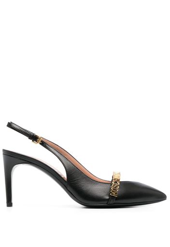 Moschino 85mm logo-lettering slingback pumps - Nero