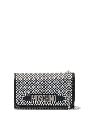 Moschino Clutch con cristalli - Nero