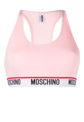 Moschino logo-tape sports bra - Rosa