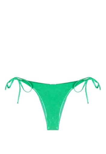 Moschino logo-patch side-tie bikini bottoms - Verde