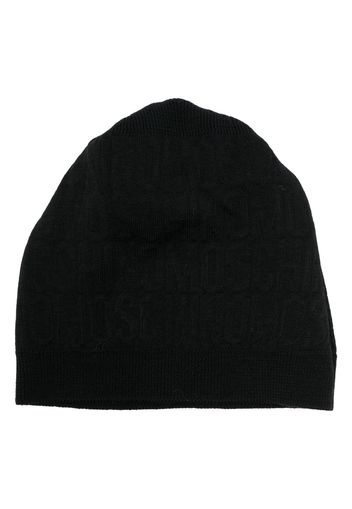 Moschino logo-print pattern knit beanie - Nero