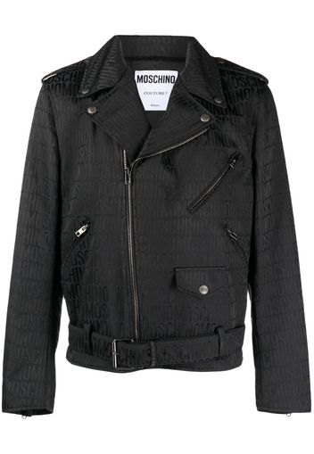 Moschino Giacca biker con logo goffrato - Nero