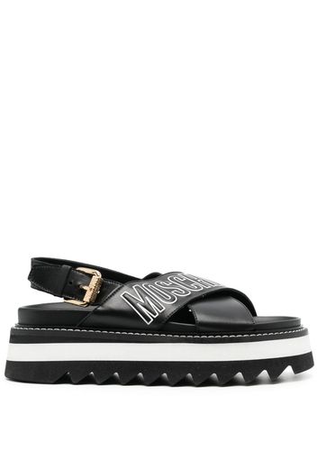 Moschino logo-print leather platform sandals - Nero