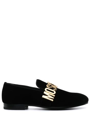 Moschino logo-lettering leather loafers - Nero