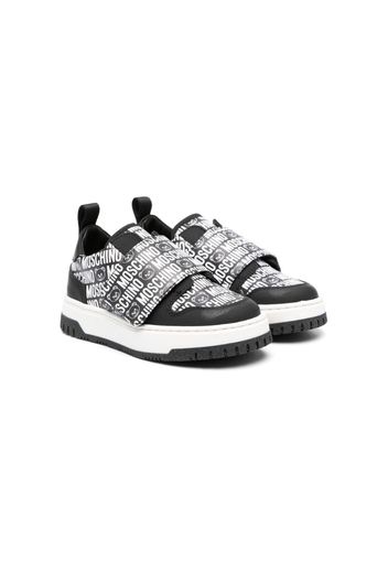 Moschino Kids logo-print touch-strap sneakers - Nero