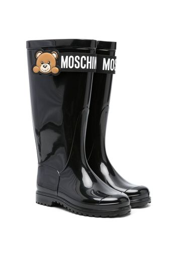 Moschino Kids Teddy Bear logo-patch wellies - Nero